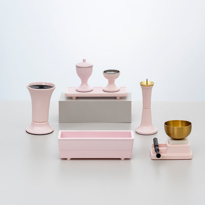 プラスチック仏具　ピース　７点セット / ピンク